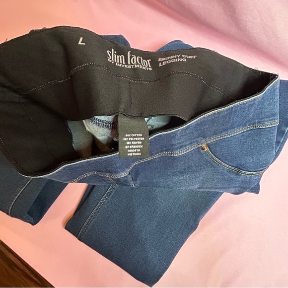 Investments Medium Blue Denim Slim Factor Leggings Size Large - Picture 5 of 12